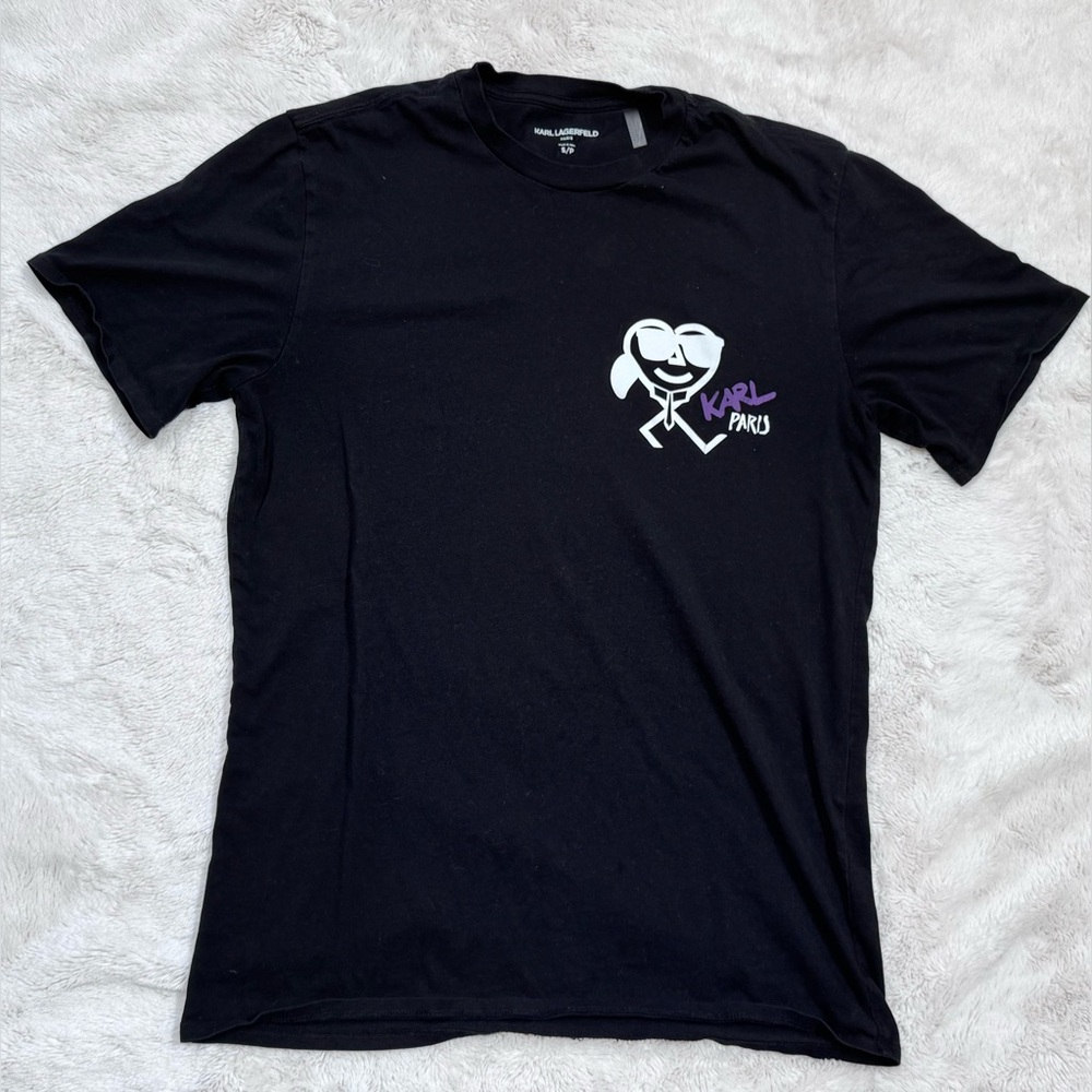 KARL LAGERFELD PARIS Cotton Flocked Karl Character Graphic Tee